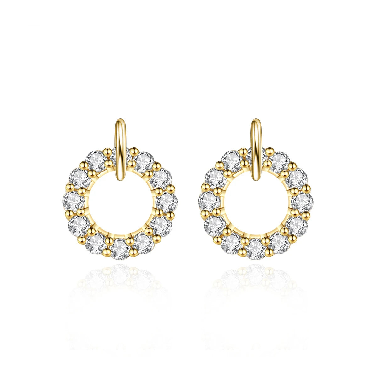 Simple but Fashion Ear Jewelry S925 Sterling Silver Full Diamond Round Circle Stud Earrings for Women