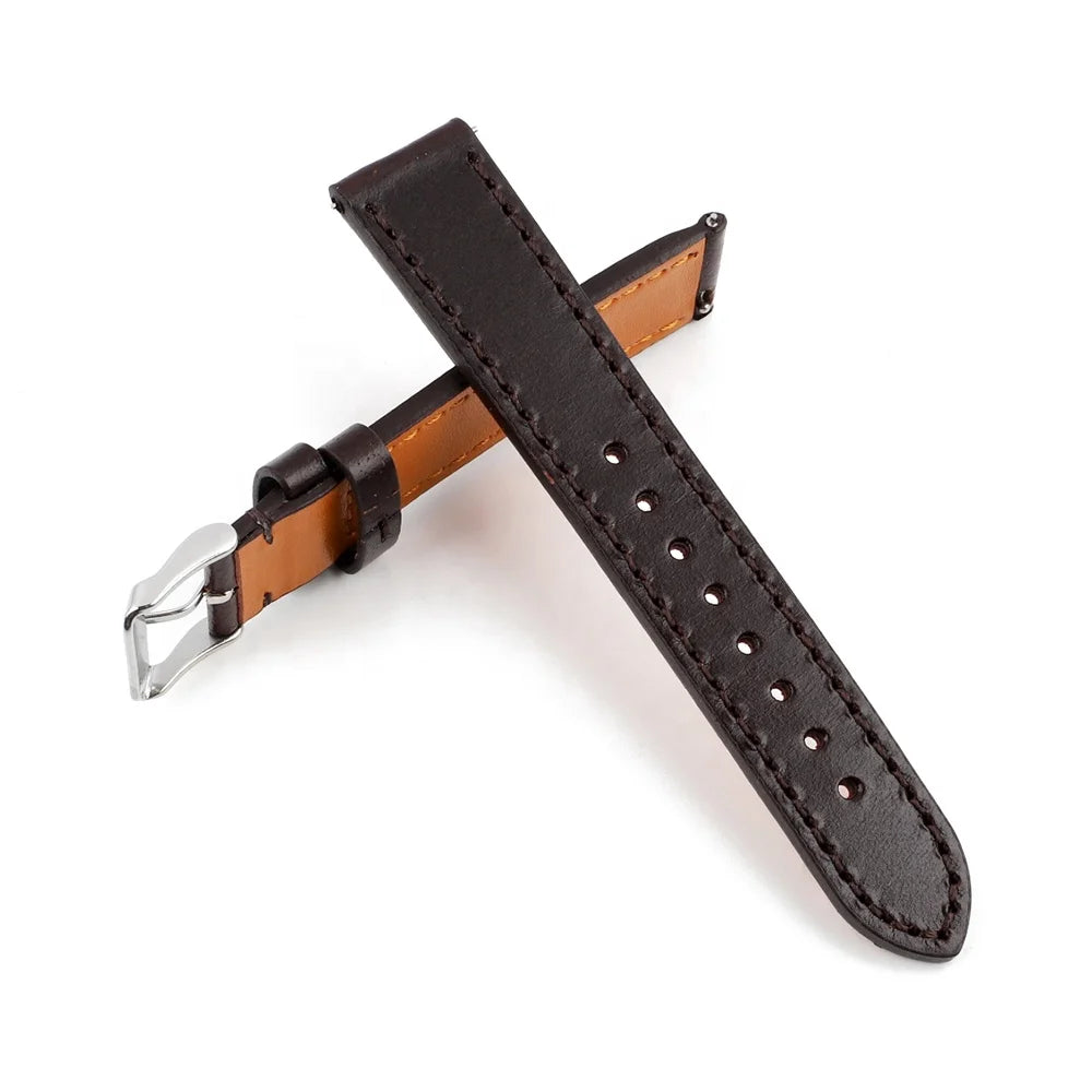 20/22MM Waxed Crazy Horse Leather Watch Strap - Genuine Leather Watch Band with Stainless Steel Buckle for Men