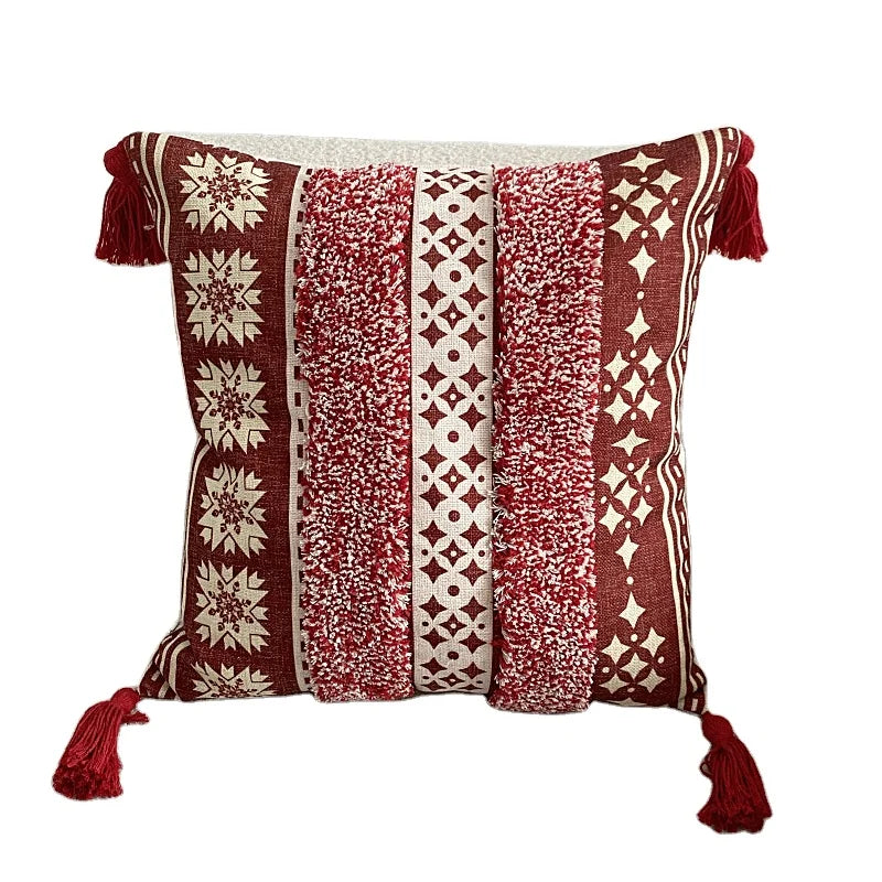 Boho Decorative Throw Pillow Case Handmade Tufted Cushion Case  Custom Bohemian Macrame Weave Boho Cushion Cover