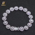 NUOYA Bling T Square Mixed Inlay Bracelet Hip Hop Jewelry Gold Plated Shiny Zircon Cluster Tennis Chain Gift for Men Women