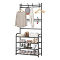 4 Layer Black White Hats Rack Iron Metal Adjustable Shoe Racks with Coat Rack Factory Shoes Stand