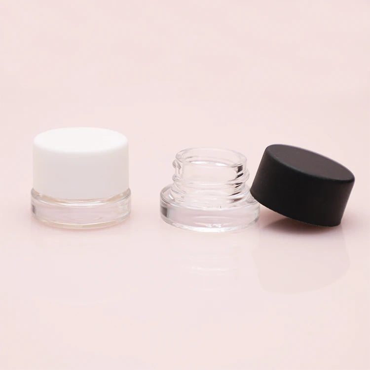 9ml 0.3oz childproof cosmetic eye cream packaging round clear jar and container with black matt cap in stock