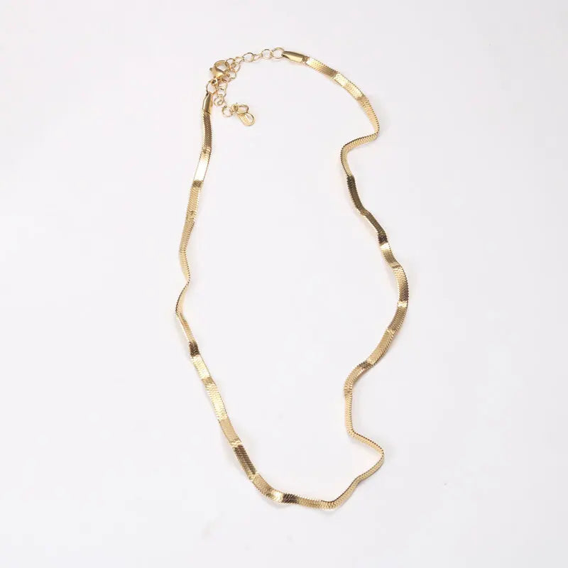 Fenny 18K Gold Plated Simple Fold Snake Basic Chain Choker Necklace Trend for Women Stainless Steel Jewelry Wholesale