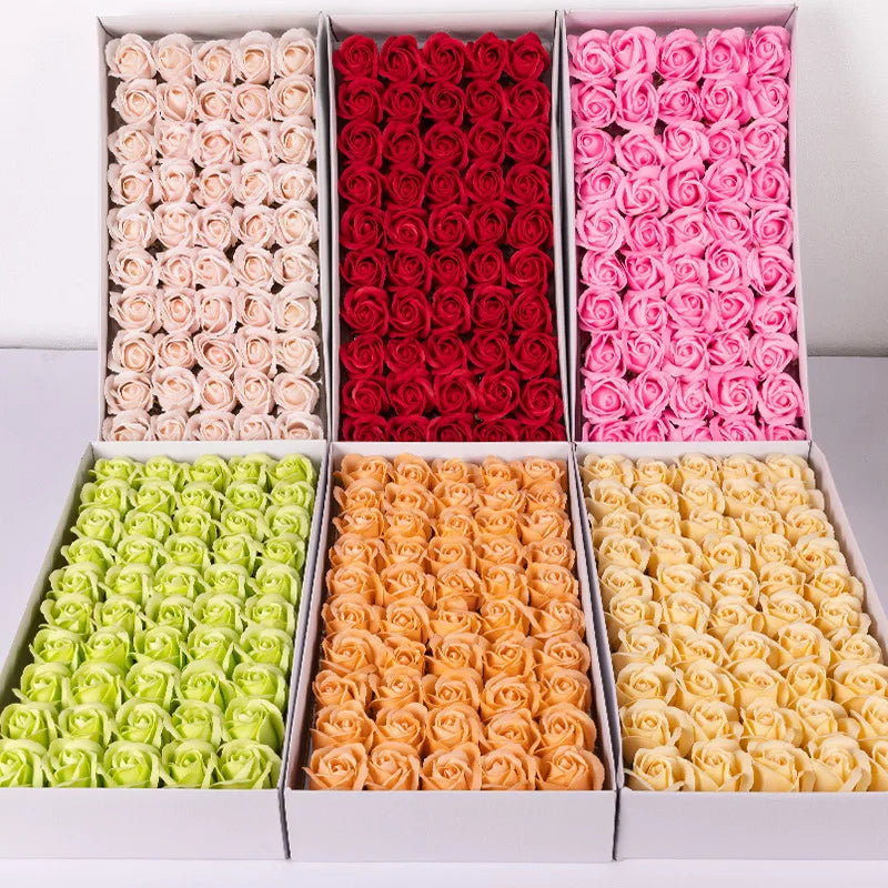 D115 Rose Soap Flower Head Three-Layer Water Flower with Base Wholesale Artificial Rose Simulation Fragrance Head