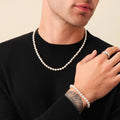 Dainty Pearl Gold Choker Necklace Bracelet Sets for Women Men Stylish 6mm Round Pearl Set Jewelry Necklace