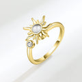 Wholesale Sunflower Finger Ring Crystal Zircon Rotating Flower Ring for Women Anti-stress Anxiety Fidget Spinner Ring