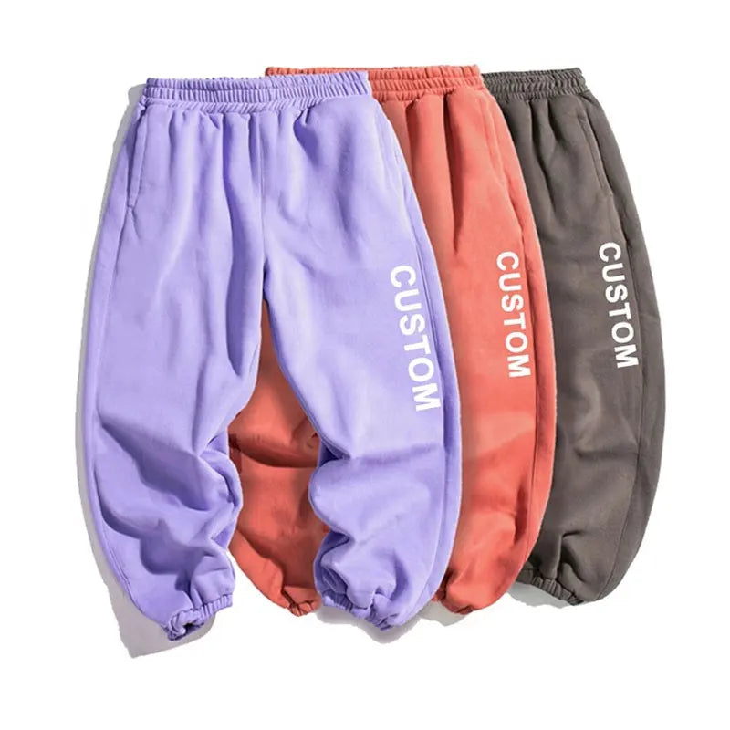 Elastic French Terry Wholesale Cotton Blank Unisex Oversized Heavyweight Baggy Fleece Sweatpants Stacked Joggers Pants for Men