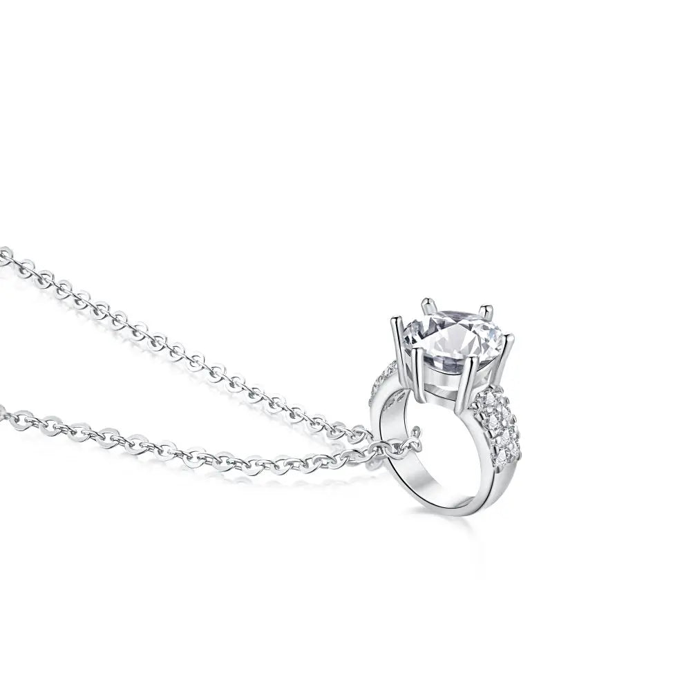 New Fine Jewelry 925 Sterling Silver Circle Pendant Necklace Cz Cubic Zirconia Hollow Wedding Ring Pendant Necklace For Women