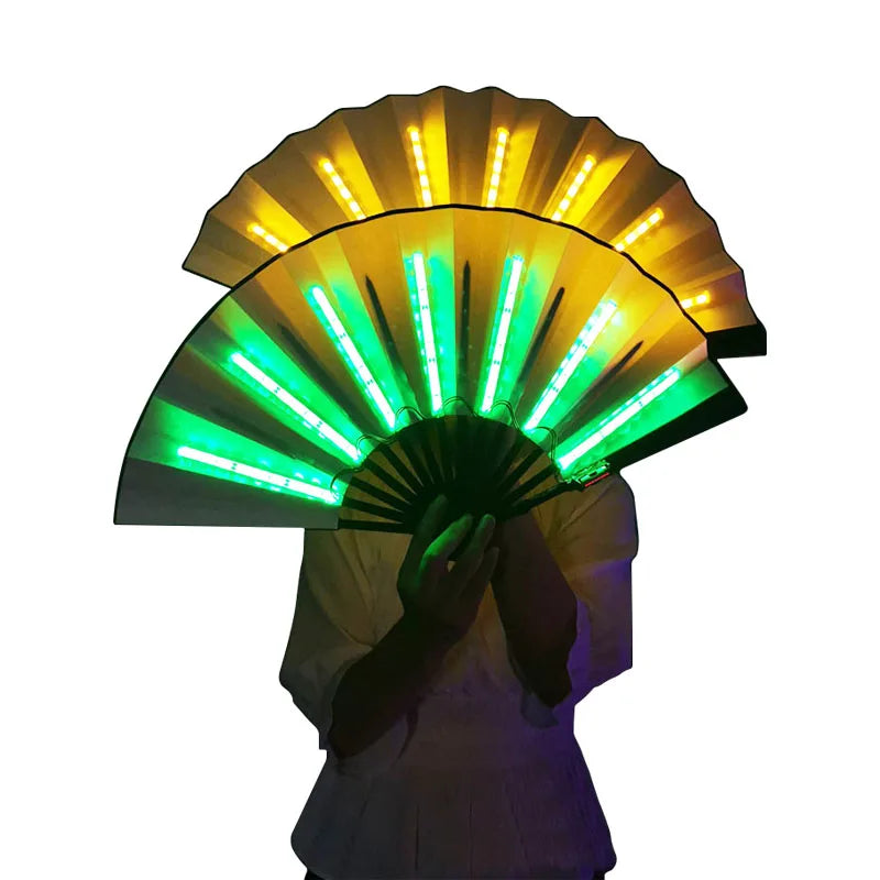 Custom logo LED  Hand Fan Glowing Light up Party Gift Wedding Home Decoration Club Fluorescent Fans