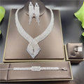 Two Piece Tassels Fashion Artificial Jewellery Rhinestone Necklace Earrings Stainless Steel Jewelry Set for Women