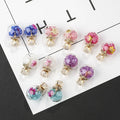 Ladies Exquisite Earrings  Double Sided 8 MM CZ & 16 MM Crystal Candy Ball Stud Post Earrings