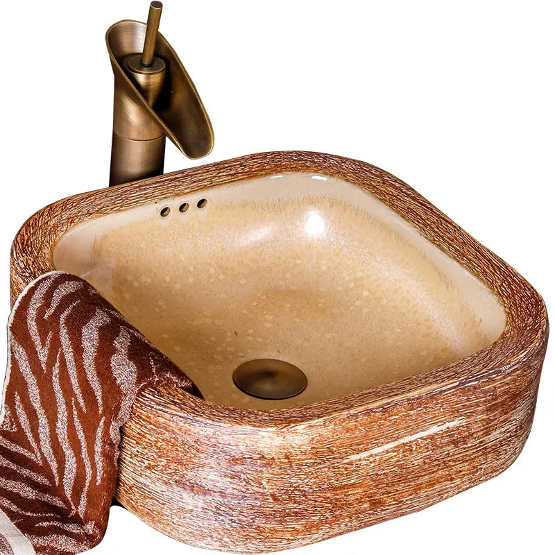 China Countertop Small Size Bathroom Ceramic Hand Wash Art Basin