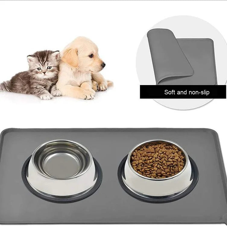 SHT Classics Eco-friendly Silicone Thickened Non-Slip Leak-Proof Square Hand Washable Dog Dining Mat Animal Pattern All Seasons
