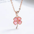 Rainbowking Clover Cat's Eye Necklace Women 925 Silver Niche Crystal Pendant Rose Gold Collarbone Chain Fine Jewelry Necklaces