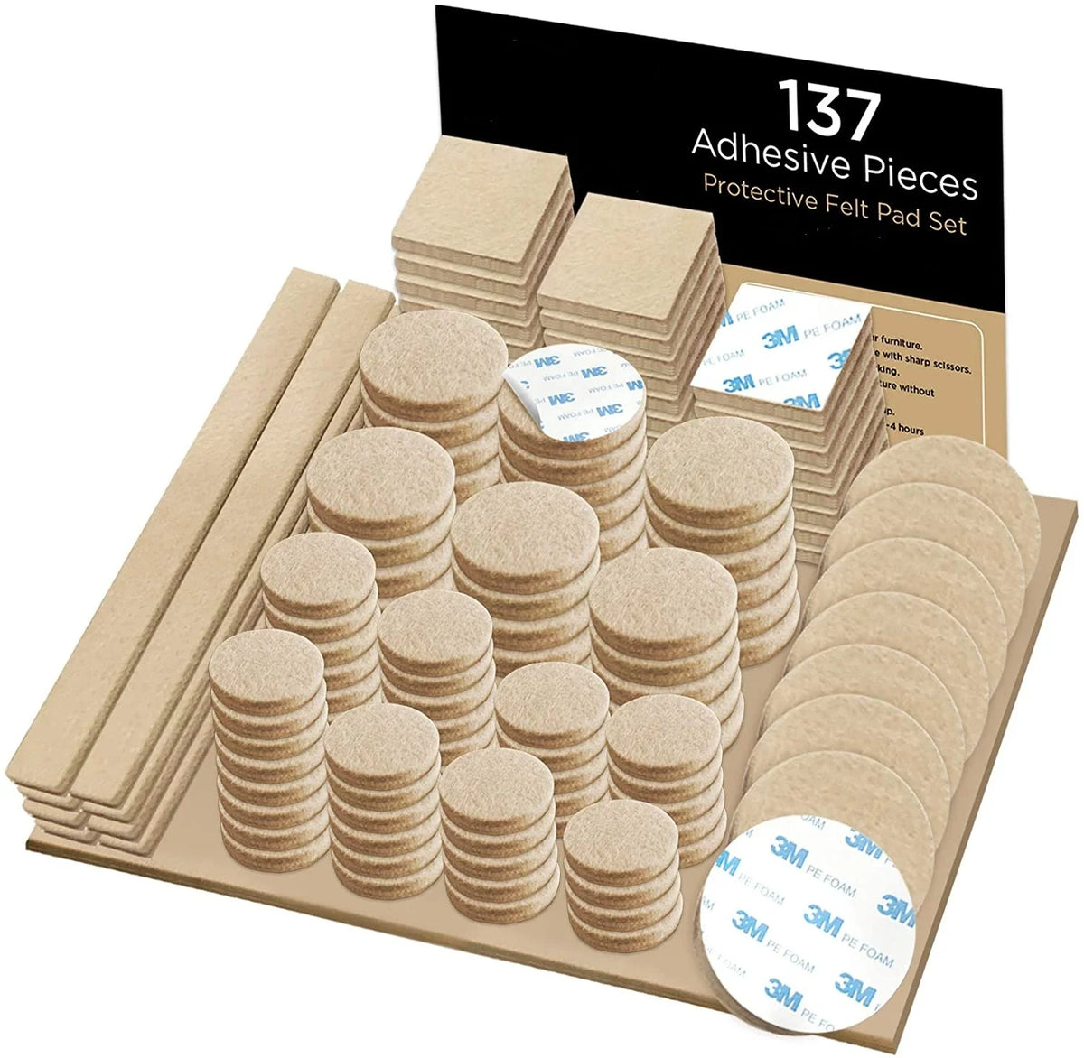 137 Pack Adhesive Chair Legs Felt Pads for Furniture Feet to Protect Hardwood Floors