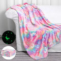 Factory Wholesale Custom Printed Star Luminous Cozy Flannel Plush Fleece Night Glow in the Dark Blanket for Kids Sofa Bed