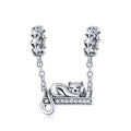 925 Sterling Silver Cute Cat Lying Swing Clear CZ Charms Fit Bracelet Pendant Bead Women Fashion Jewelry Gift Making SCC856