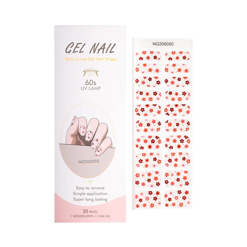 New Arrival Wholesale Custom Semi Cured Gel Nail Wraps Gel Nail Art Decoration UV GEL Nail Strips MegaBDM