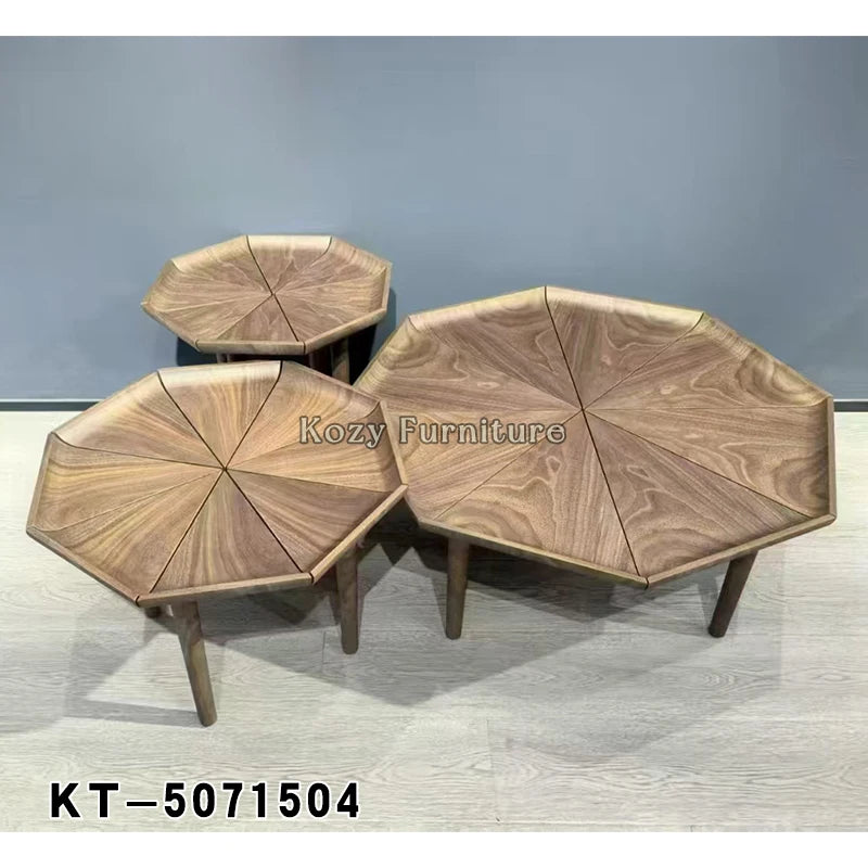 Modern MDF Surface Coffee Table Set Beige Round Coffee Tables for Living Room Furniture