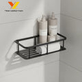 Modern Style Matt Black Stainless Steel Eco-Friendly Durable Single Tier Rectangle Soap Basket Rustproof Corner Shower Hotel