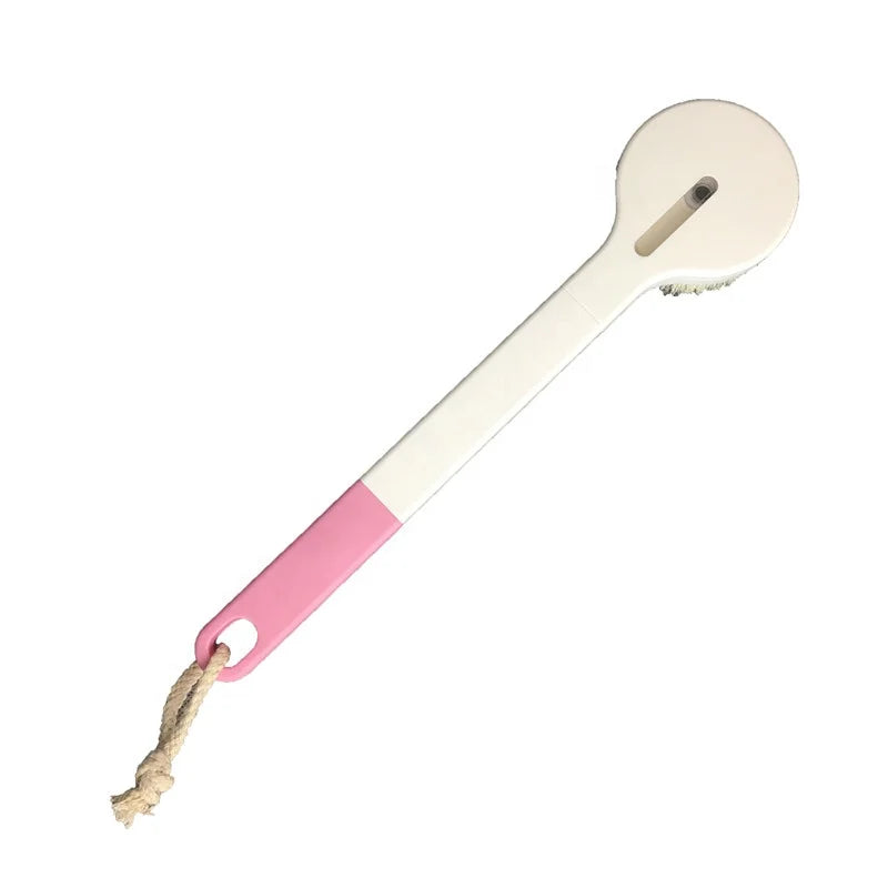 Natural Long Handle Nylon Bristle Wooden Bath Body Brush with Soap Dispensing MegaBDM
