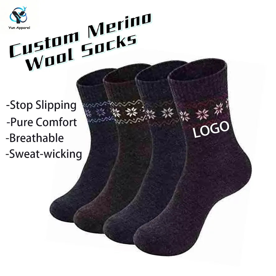 Custom Wholesale Women's Sport Walking Winter Warm Wool/Nylon Breathable Eco-Friendly Quick Dry Soft Comfortable Socks