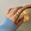 Niche Designer Metal Hollow Irregular Tin Foil Liquid Rhinestone Alloy Punk Unique Korean Man Cool Girl Open Ring Party Jewelry