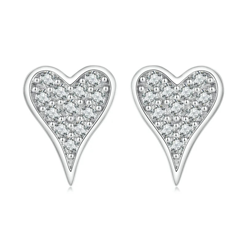 Hot Style Small and Light Zircon CZ Earrings 925 Sterling Silver Rhodium Plating Star and Heart Shaped Earrings