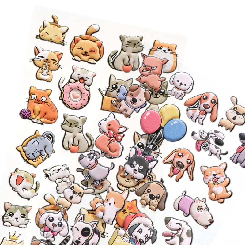 Nekoni 3D Puffy Puppy Kitty Panda Lizard Snail Tortoise Hedgehog Beetle Sticker for Foam Animal Sticker Sheet