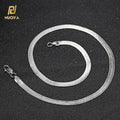 NUOYA Hip Hop Silver Chain Herringbone Necklace Flat Stainless Steel Snake Chain Choker Necklace Fine Jewelry Gift for Men