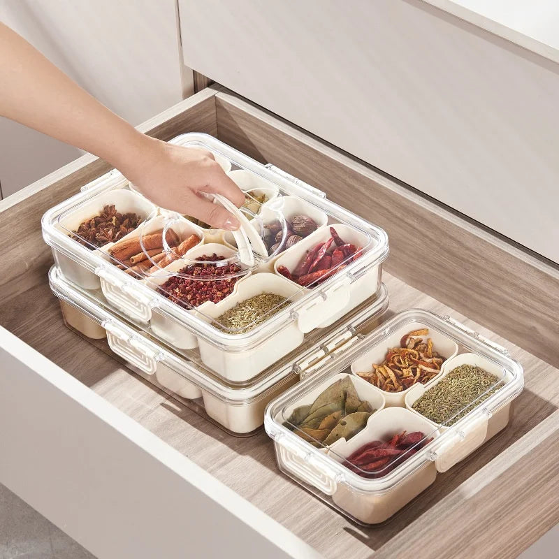 Household Kitchen Spice Storage Box Food Grade PP Plastic with Lid Seasoning Sealed Pack