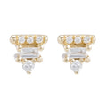 Gemnel Women 925 Sterling Silver 14k Gold baguette Emerald Stud Diamond Cz Stud Earrings