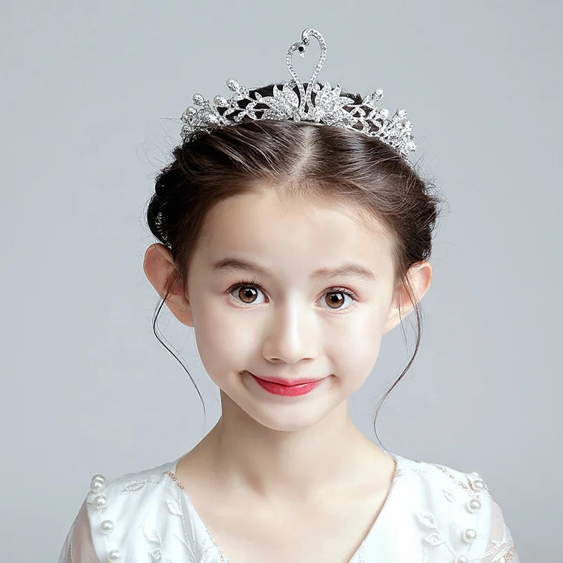 Children's Alloy Tiara Princess Crown for Girls' Birthday Catwalk Show Dress Accessories Flower Girl Wedding Headband