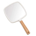 Cute Personalized Single-Sided Plastic Mirror Wooden Handle Bronze Finish Handheld 1X Magnifying Glass Pocket Mirror Custom Logo