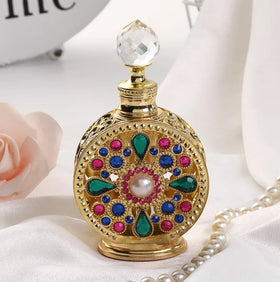 Retro Arab Style 15ml 25ml Gold Silver Black Antiqued Vintage Craft Gift Home Decoration Glass Alloy Empty Perfume Bottle
