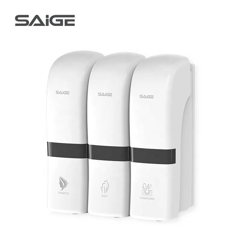 New Modern Design Waterproof ABS 200 Ml*3 Liquid Toilet Manual Soap Dispenser