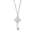 INS Creative Simple Pure 925 Sterling Silver Luxury Shiny CZ Zircon Key Shaped Pendant Necklace for Women Girls Jewelry