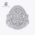 Rochime Luxury Design  Shiny Iced Out Diamond Zircon Rings 925 Silver Jewelry  Ring
