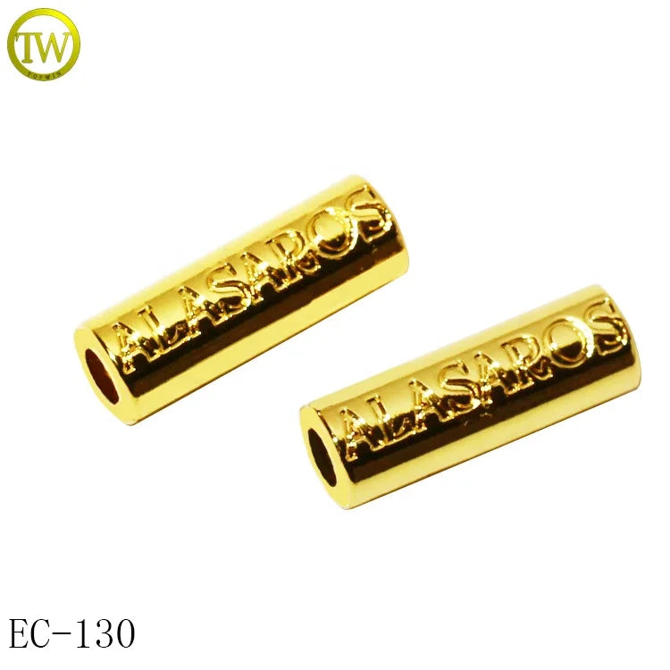 High Quality Swimsuit Hardware Gold Rope Stopper Custom Engraved Name Metal Drawstring Cord End Cap for Coat