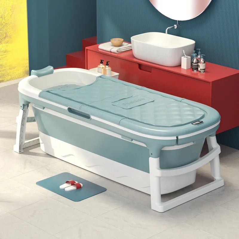 New Portable Bath Tub Easy to Store Foldable Bathtub Adult Plastic Folding Adult Bathtub With Cover and Massage Roller