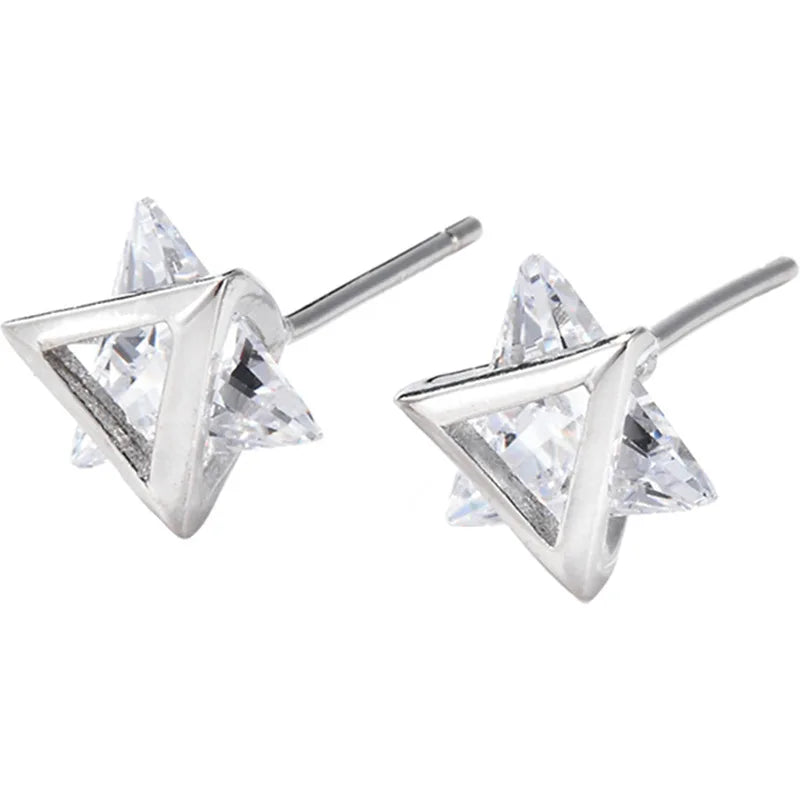Reeti 925 Sterling Silver Double Stud Earrings for Women Elegant Wedding Jewelry Pendientes Mujer Moda 2019 Brincos