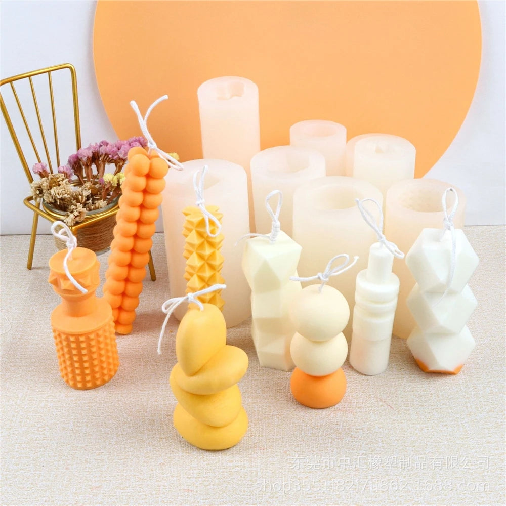 B-3217 DIY Handmade 8 Styles Irregular Geometric Candle Mould Block Scented Silicone Candle Mold