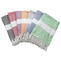 Wholesale Stock Custom Yarn Dyed Soft Quick Dry Cotton Stripe Bath Towel Sand Free Turkish Beach Towel With Tassel