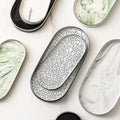 Light Luxury Eco-Friendly Ceramic Minimalist Oval Plate Pattern Type Plant Decorative Tray for Bathroom Countertop Hotel