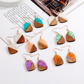 Europe and America Retro Resin Splicing Wood Personality Earrings Female Simple Geometric Pendant Earrings