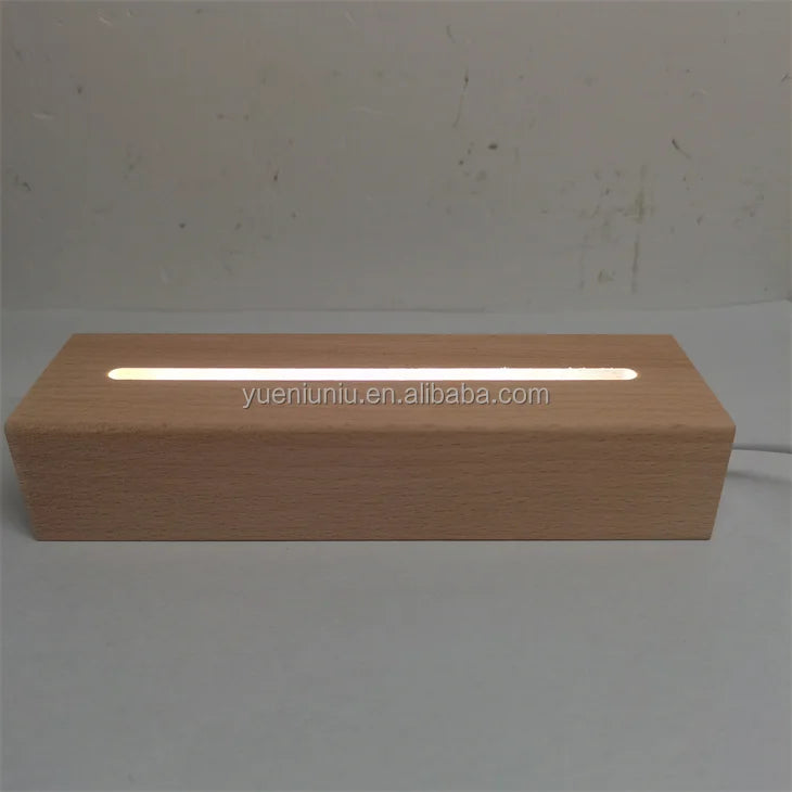 Factory Supply Wooden Led Display Acrylic Night Light Base 3D Led Lamp Stand