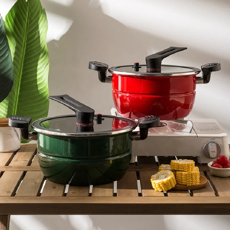 Hot Sale 4.8L Micro Pressure Cooker Low Pressure Time-saving Stewing Pot Enamel Enamel Soup Pot Non-stick Binaural Soup Pot