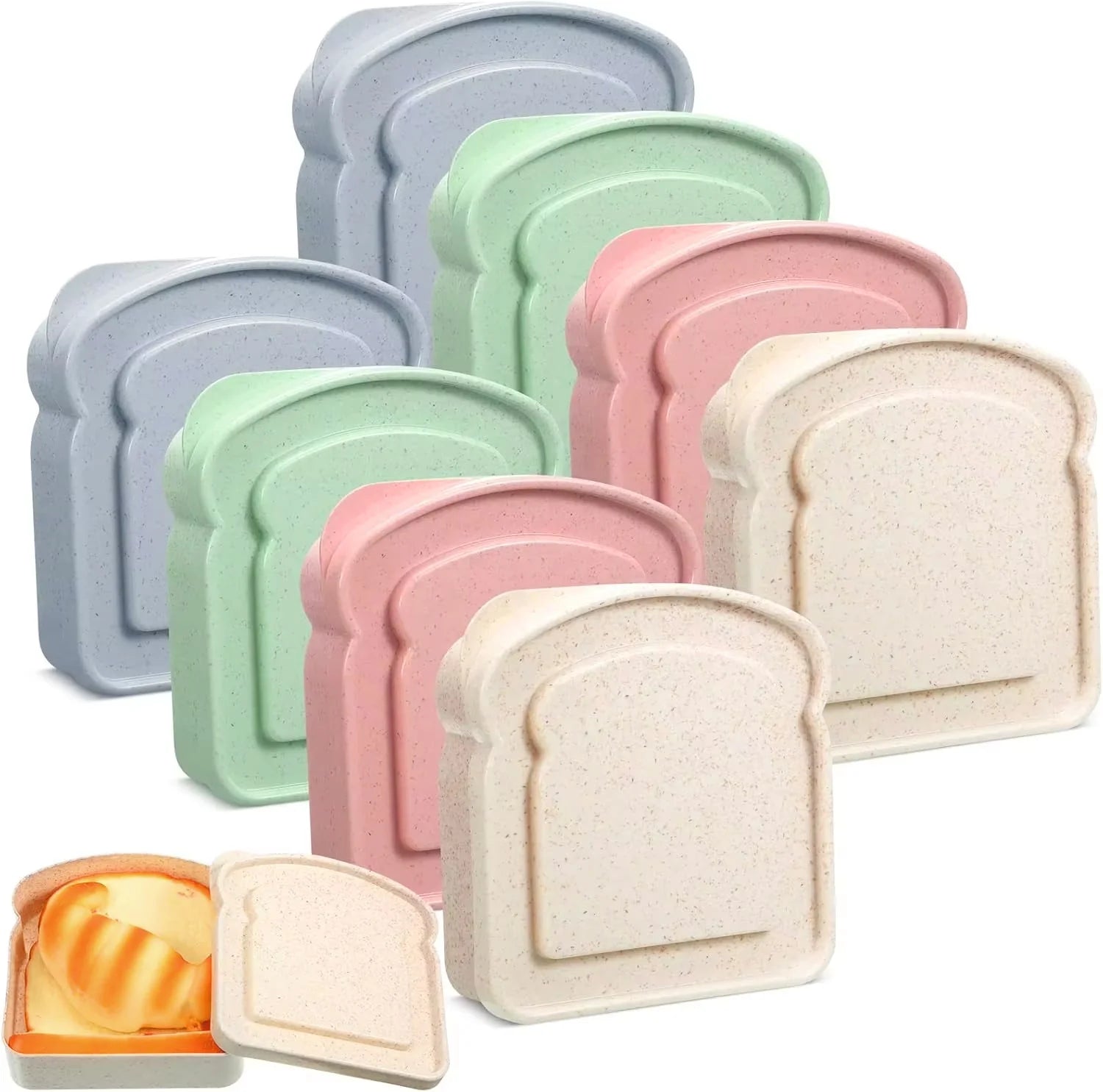 BPA Free Reusable Eco-friendly Pink Rectangle Sandwich Box Microwavable Lunch Container Freshness Preservation Safe Storage for
