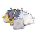 25mm Trade Assurance Fashion Square Shape Time Gemstone Base Tray Crystal Alloy Base Pendant for DIY Jewelry Making