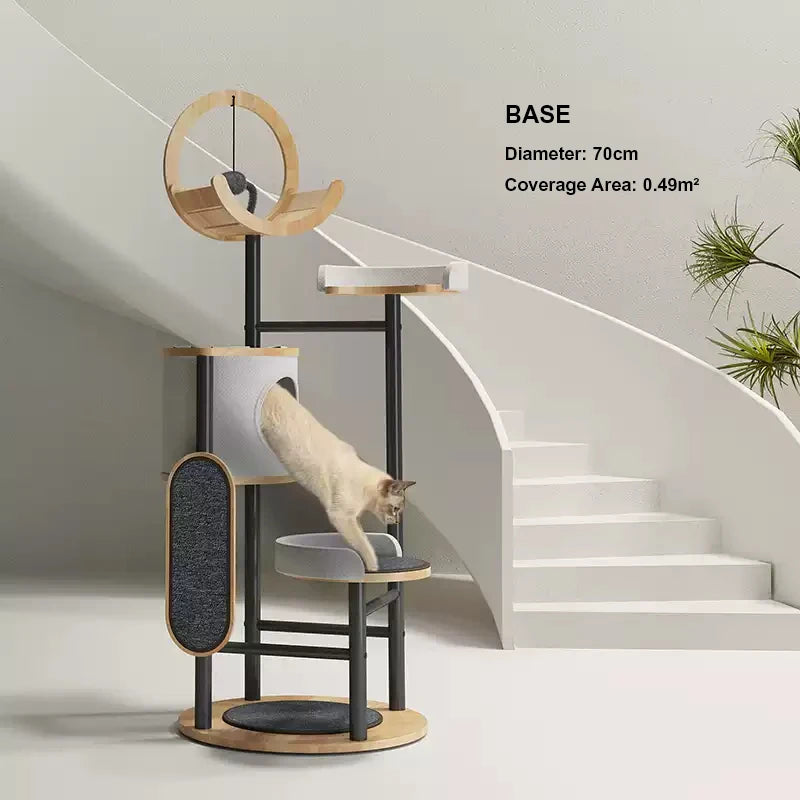 YOUME Luxury Large Cat Climbing Tree Bed Minimalist Design High Hardness Carbon Steel Structure Superior Load-bearing Christmas